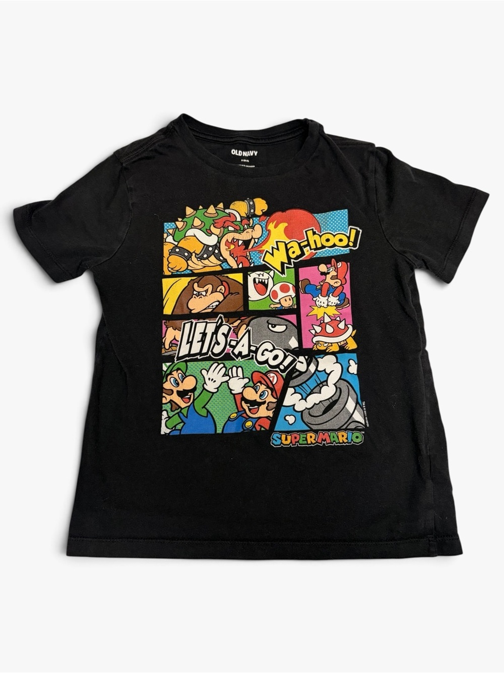 Old Navy Black Super Mario Comic Panel Tee